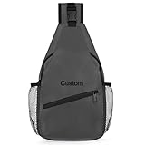 CHdoomuu Mochila tiracolo personalizada para mulheres e homens, adicione seu nome bordado monograma logotipo (cinza), Multicolorido1