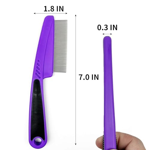 ELFSKIK-Stainless-Steel-Fine-Tooth-Dandruff-Comb-Professional-Dandruff-Remover-Multifunctional-Hair-Grooming-Comb-for-Kids-and-Adults-Purple