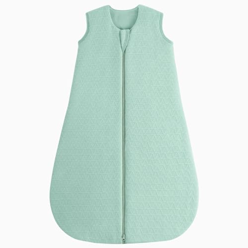 Image of Yoofoss Baby Sleep Sack 6-12 Months, 2.0 TOG Baby Wearable Blanket with 2-Way Zipper, 100% Cotton Fabric Winter Infant Sleeping sack, Warm Soft Comfy Green(Medium)
