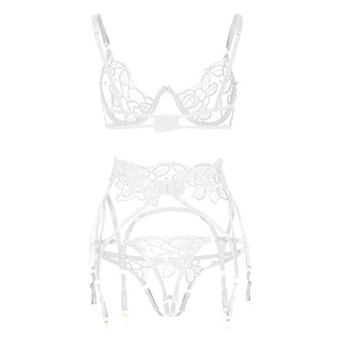 Ensemble Lingerie Sexy en Dentelle avec Jarretière pour Nuit Coquine