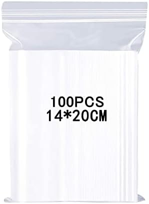 Miorkly 100pcs Plastic Bags(14*20cm) Poly Ziplock Bags Small Resealable Storage Pouches Grip Seal Bags,Good Sealing And Ductility, Reusable And Material Safety(Single-Side Thickness:0.05mm)