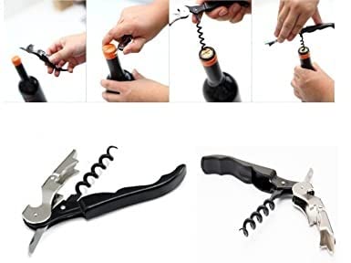 Royals Black Stainless Steel Wine Cork Screw Opener | Black Bottle Opener for Wine and Beer - Image 4 thumbnail