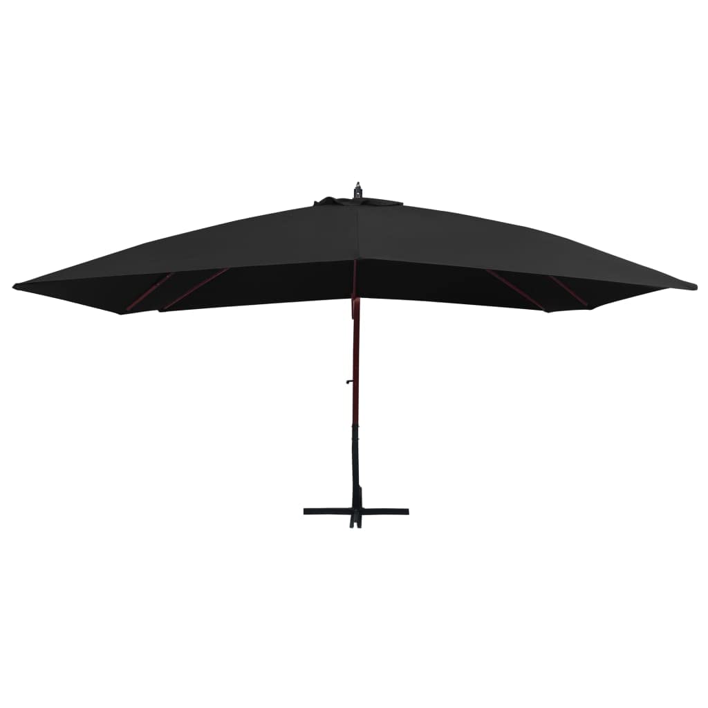 Wiszący parasol ogrodowy, parasol przeciwsłoneczny, baldachim do ogrodu, na zewnątrz, na patio, z drewnianym słupkiem, 400x300 cm, czarny