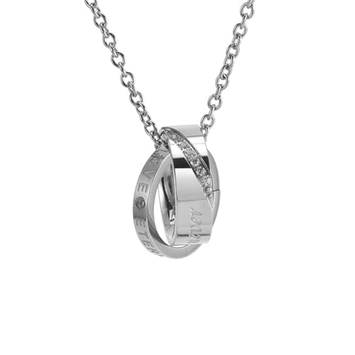 Anneaux imbriqués en acier inoxydable et pendentif de haute finition
