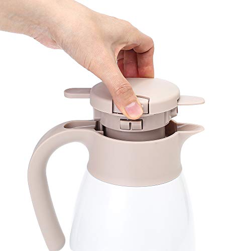GiNT Stainless Steel Thermal Coffee Carafe with Lid/Double Walled Vacuum Thermos / 12 Hour Heat Retention (White, 1.9L) - Thumbnail 6