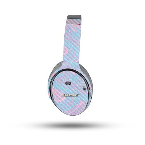 Image of MightySkins Carbon Fiber Skin Compatible with Bose QuietComfort 35 II Headphones - Cotton Candy Swirl | Protective, Durable Textured Carbon Fiber Finish | Easy to Apply