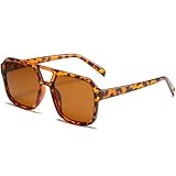 Gafas de sol vintage para mujer, de doble viga, colores caramelos, espejos, té de leopardo, talla única 2026