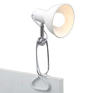 BRILONER – Schreibtischlampe mit Kabelschalter, schwenkbar, E14 Fassung, max. 8 Watt, Klemmlampe, Klemmleuchte, Nachttischlampe, Leselicht Kinder, Bürolampe, Leselampe Bett, 30,5x11x13 cm, Weiß