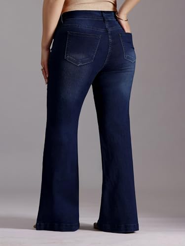 Image of Miss Chase A+ Women's Wide-Leg High Rise Regular-Length Stretchable Denim Jeans