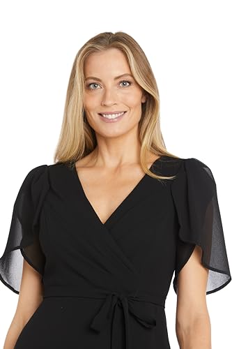 R&M Richards Long Chiffon Dress W/Mock Wrap Bodice & Hi-Lo Ruffle Hemline2