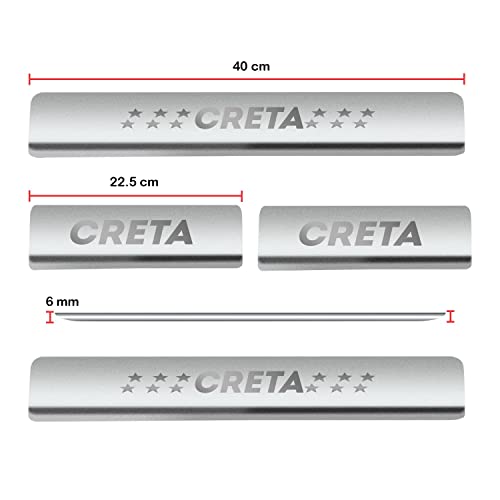 Image of AC Door Sill /Foot Step Stainless Steel Scuff Plate Plates Compatible with Hyundai Creta (Model 2020-2023) (Set of 4 Pcs)