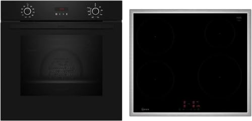 NEFF BX46PIB0 - Juego de cocina compuesto por B2CCG6AK3, 60 x 60 cm, autolimpieza de pirólisis, CircoTherm, pantalla LED y placa de inducción T46SBE1L0, nivel de potencia, control táctil, marco de