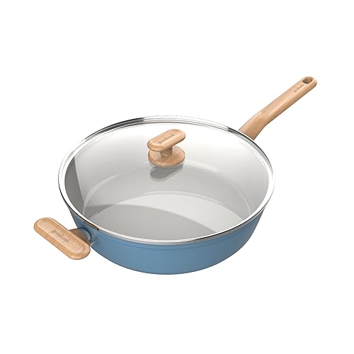 Comparison: Best Pan For Sauteing Vegetables 9 GoodCook Healthy Ceramic Titanium-Infused 11” Jumbo Cooker with Lid, Light Blue – Induction Cookware, Nonstick Cooking Pan, Food Cooker for Stir-Fry, Vegetables, Chicken, Steak, Sauces