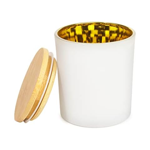 Aroparc Paquete de 12 tarros de vela de vidrio con interior dorado cálido Cover