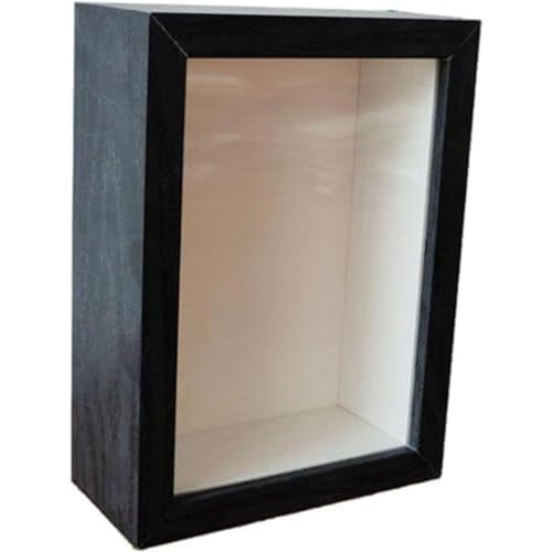 フォトフレーム ZAZY ディスプレイボックス 木製 コレクションボックス 透明窓付き 標本箱 写真立て 卓上展示ピクチャー 立体額 額縁 DIY 植物標本 インナフレーム 6 インチ 中空 3cm 白 (1)