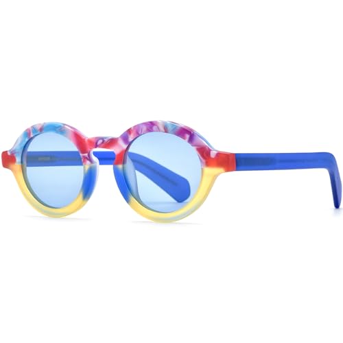 Image of HEPIDEM Matte Acetate Vintage Retro Round Polarized Sunglasses for Women 9270T