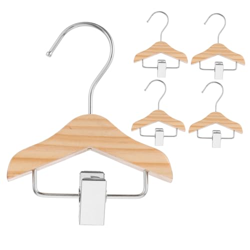 Parliky 5pcs Mini Wooden Hangers with Clip Sturdy Clothes Organizer for Newborn and Space Saving Design for Nursery and Closet for Clothing Storage