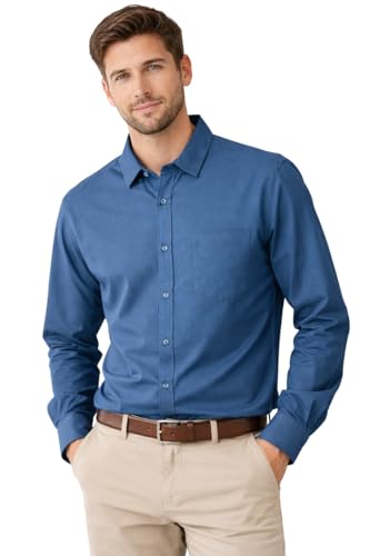 Image of Men's Solid Casual Shirt | Casual Plain Button Down Shirt for Men | Regular Fit Full Sleeves Smart Formal & Casual Wear