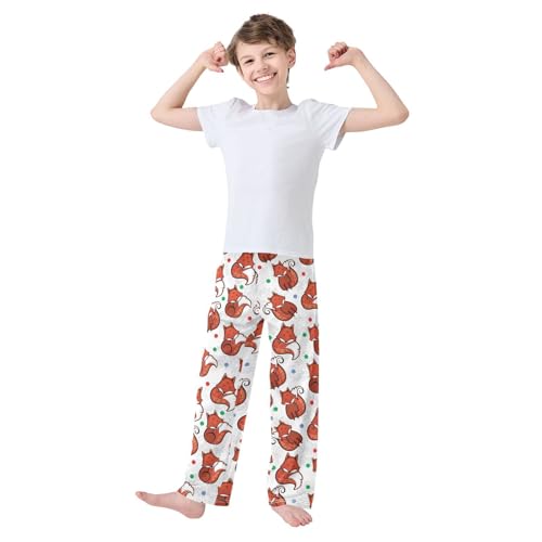 Boys' Pants Cute Red Fox Long Bottoms Jogger Pants Elastic Waist Trousers with Pockets S-XL2
