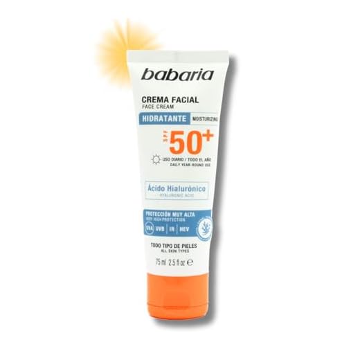 Babaria - Protector Solar Facial Con Acido Hialuronico 50+ | Crema Hidratante Facial Mujer Y Hombre | Acido Hialuronico | Bloqueador Solar | Proteccion Uva Muy Alta