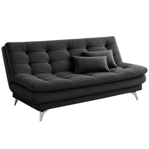 Image of Sleepify Agel 3 Seater Fabric Sofa Cum Bed Set with 2 Cushions, Best Fit for Indian Homes, Living Rooms, Offices with (Dark Grey)