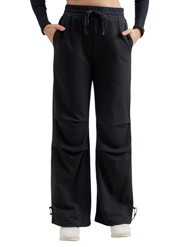 Image of Tokyo Talkies Baggy Loose Fit Parachute Trousers |High Rise with Drawstrings|Elasticated with Side Pockets