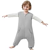HOMEAL Toddler Sleep Sack with Legs, Bamboo Sleep Sack 0.5 Tog, Sleep Sack 2t-3t, Toddler Sleep Sack with Feet, Sleep Sacks Wearable Blankets for Toddlers, Grey