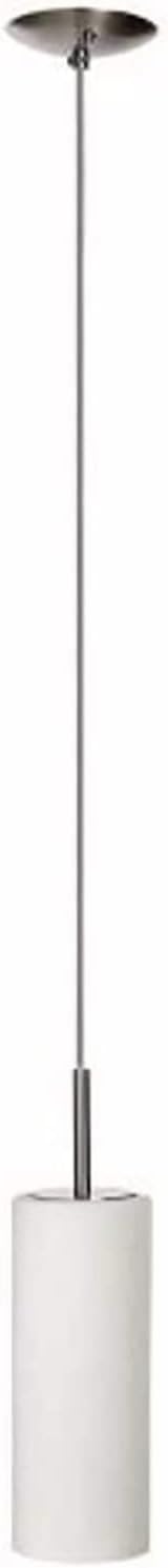 Dainolite 83202 Paza 1-Light Incandescent Modern Dimmable Hanging Pendant Light Fixture for Kitchen Island, Dining Room, Foyer or Bar with White Glass Shade - 4'' - Satin Chrome
