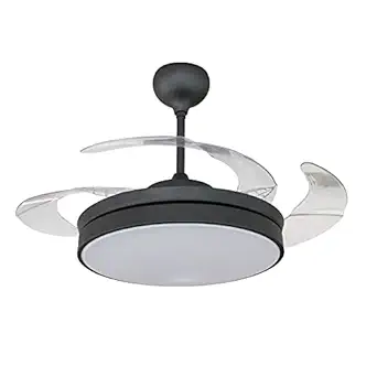 Venus- Coffee Brown; 42 inch Retractable Blade Ceiling Fan; Muti-Coloured LED Light with Remote