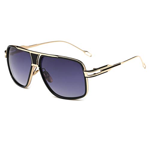Dollger Aviator Sunglasses for Men Retro Alloy Frame Gray Gradient Lens