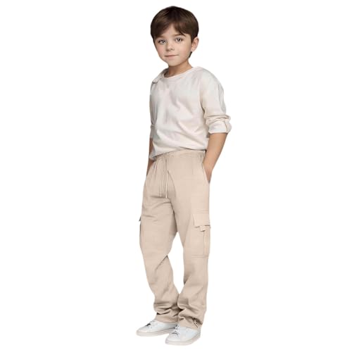 Boys Baggy Sweatpants Straight Leg Open Bottom Elastic Waist Athletic Joggers Sweat Pants with Pockets 2025 Comfy Pants