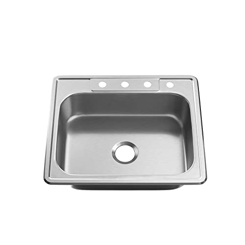 PROFLO PFSR252274A Bealeton - Fregadero de cocina de acero inoxidable de 25 pulgadas, acero inoxidable