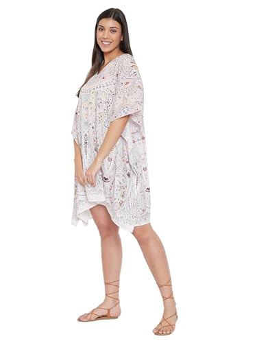Image of Oussum Short Caftans for Women Plus Size Kaftan Tunic Tops Polyester Summer Beach Clothing Mini Cover Ups Dress for Ladies