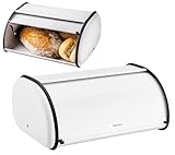 KING HOFF Paneras de metal, panera espaciosa de metal, pan y galletas, larga conservación y frescura, 44 cm x 27 cm x 18,5 cm (color blanco)