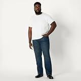 Amazon Essentials Męskie dżinsy typu bootcut o prostym kroju, ciężki dżins o niskiej rozciągliwości, Przyciemniane ciemne pranie, 34W / 32L