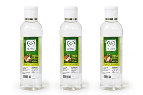 Image of OLIYANS Cold Pressed Coconut Oil Pack of 3 (100ml Each) | 100% Natural | For Hair, Skin & Cooking | Total 300ml