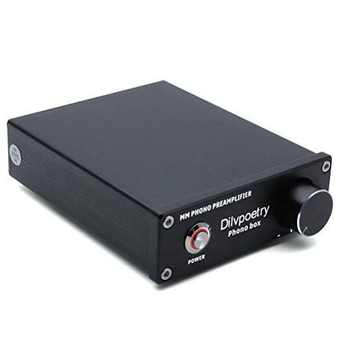 Dilvpoetry Phono Box MM Phono Preamp for Turntable Audio Phonograph Preamplifier Pre amp with DC12V(Black)