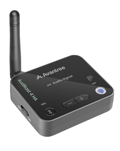 Avantree Audikast 4HA Auracast TV Transmitter & Streamer for Selected Hearing Aids Personal TV Listening at Your Own Volume Optical & AUX Future-Ready & Upgradeable