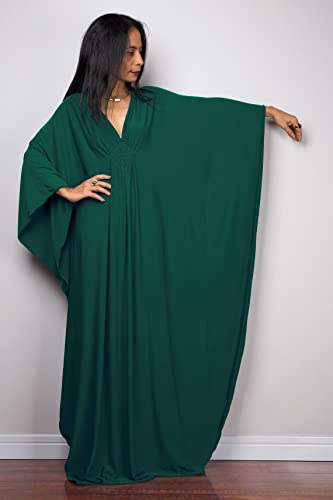 Image of RanRui Caftans for Women Solid Color Chiffon Plus Size Kaftan Dresses Beach Cover Up V Neck Batwing Sleeve Caftans Loungewear
