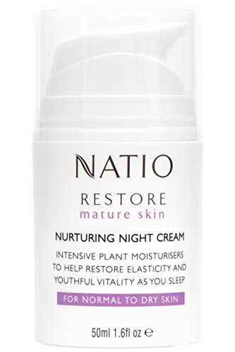 Natio Australia Restore Nurturing Night Cream 50ml - Firming & Hydrating Night Face Moisturiser for Mature Skin - Hyaluronate, Shea Butter, Cocoa Butter, Sweet Almond & Aloe Vera - Made in Australia