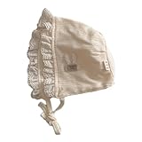 Lace Trimmed Bonnet with Flower/Designs Soft & Stylish Infant Comfortable Little Girls Hat Present Fashionable Beige