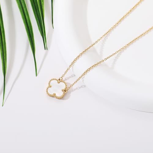 Clover Pendant Necklace for Women 18K Gold Plated Four Leaf Clover Necklaces Lucky Simple Jewelry Gifts for Women4