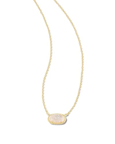Kendra Scott Grayson Stone Pendant Necklace in Iridescent Drusy 14k Gold-Plated Brass Fashion Jewelry for Women