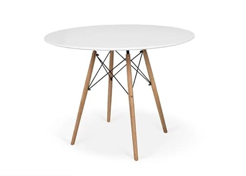 Conjunto de Jantar Mesa Eiffel 90cm Branca + 4 Cadeiras Eiffel DKR Brancas