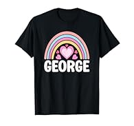 Rainbow design for anyone who loves someone named George. Sweet proposal or engagement or newlywed design for George lover. This unique George design is the perfect way to express love for someone special Lightweight, Classic fit, Double-needle sleev...