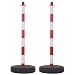 Produktbild Perel PVC Absperrpfosten Set, 2 Stück, rot weiß, 90 cm hoch, befüllbarer Fuß mit Sand oder Wasser, verbindbar, Pfosten mit Kette oder Band, für Veranstaltungen, Parkplätze, Gastronomie,
