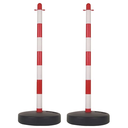 Perel Set de postes PVC 2 piezas rojo blanco 90 cm base rellenable con...