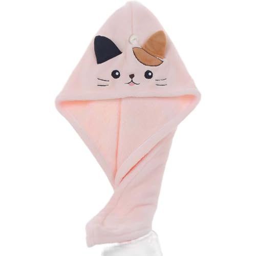 XOXVURI 1 Pieza Toalla Microfibra Pelo Toalla Pelo Gorras Para El Cabello Con Botones Toalla Pelo Microfibra Anti Frizz Forma De Oreja De Gato Súper Absorbentes De Secado Rápido(Rosa)