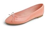 Feversole Women's Macaroon Colorful Memory Foam Cushion Ballet Flat Pumps Patent Orange Pink UK 6