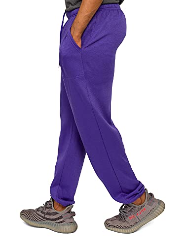Victorious Men's Lightweight Fleece Drawstring Elastic Cuff Sweatpants Fl78 - Purple - 2X-Large #TOP3